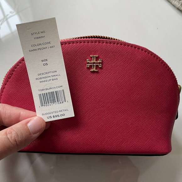 COPY - Tory Burch leather makeup bag, Dark Peony, NWT - Picture 3 of 10